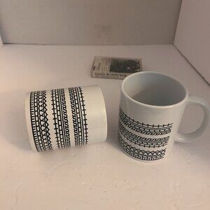 Set of 2 Black & White Graphic Ceramic Mugs | Modern Minimalist | F*CK THIS SH*T